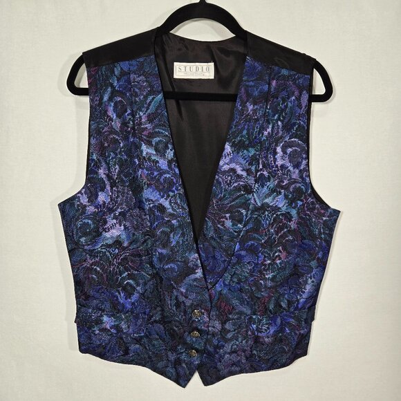 USA Vintage STUDIO by MICHELLE STUART Jackets & Blazers - USA Vintage STUDIO by MICHELLE STUART Multicolor Floral JACQUARD Vest Women Sz M